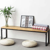 39.4 inch rustic farmhouse entryway wooden bench with sturdy metal legs